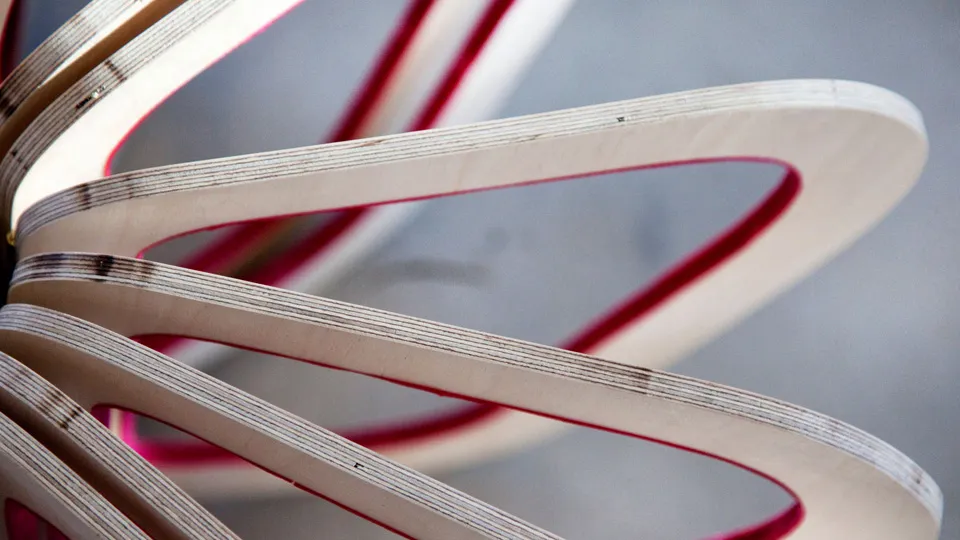 Close-up of a plywood model from the Architecture programme