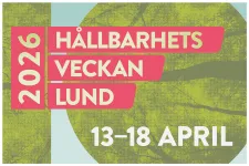 Grön och blå illustration som visar Hållbarhetsveckan.